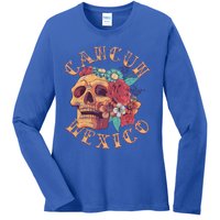 Vintage Cancun Beach Mexico Tattoo Ink Skull Cool Gift Ladies Long Sleeve Shirt