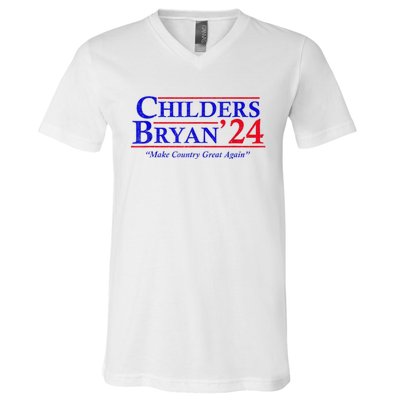 Vintage Childers Bryan 2024 Election Make Country Great Again. V-Neck T-Shirt