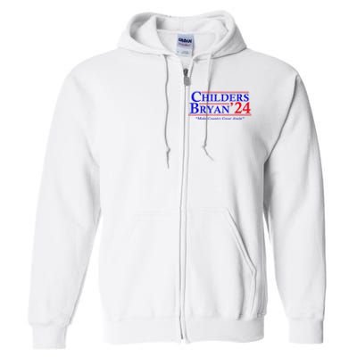 Vintage Childers Bryan 2024 Election Make Country Great Again. Full Zip Hoodie