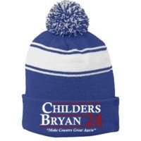 Vintage Childers Bryan 2024 Election Make Country Great Again. Stripe Pom Pom Beanie