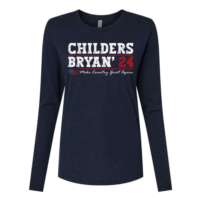 Vintage Childers Bryan 2024 Election Make Country Great Womens Cotton Relaxed Long Sleeve T-Shirt