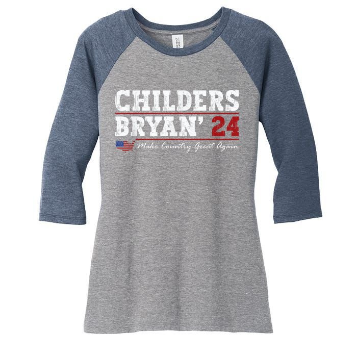 Vintage Childers Bryan 2024 Election Make Country Great Women's Tri-Blend 3/4-Sleeve Raglan Shirt