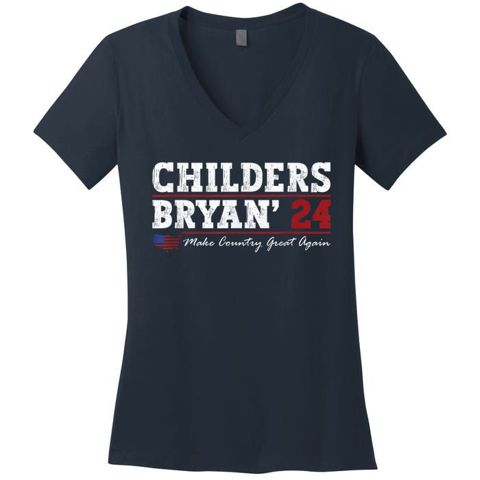 Vintage Childers Bryan 2024 Election Make Country Great Women's V-Neck T-Shirt