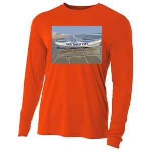 Ventnor City Beach Vista Scene Long Cooling Performance Long Sleeve Crew