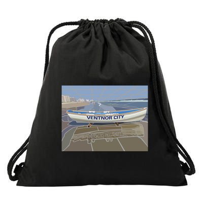 Ventnor City Beach Vista Scene Long Drawstring Bag