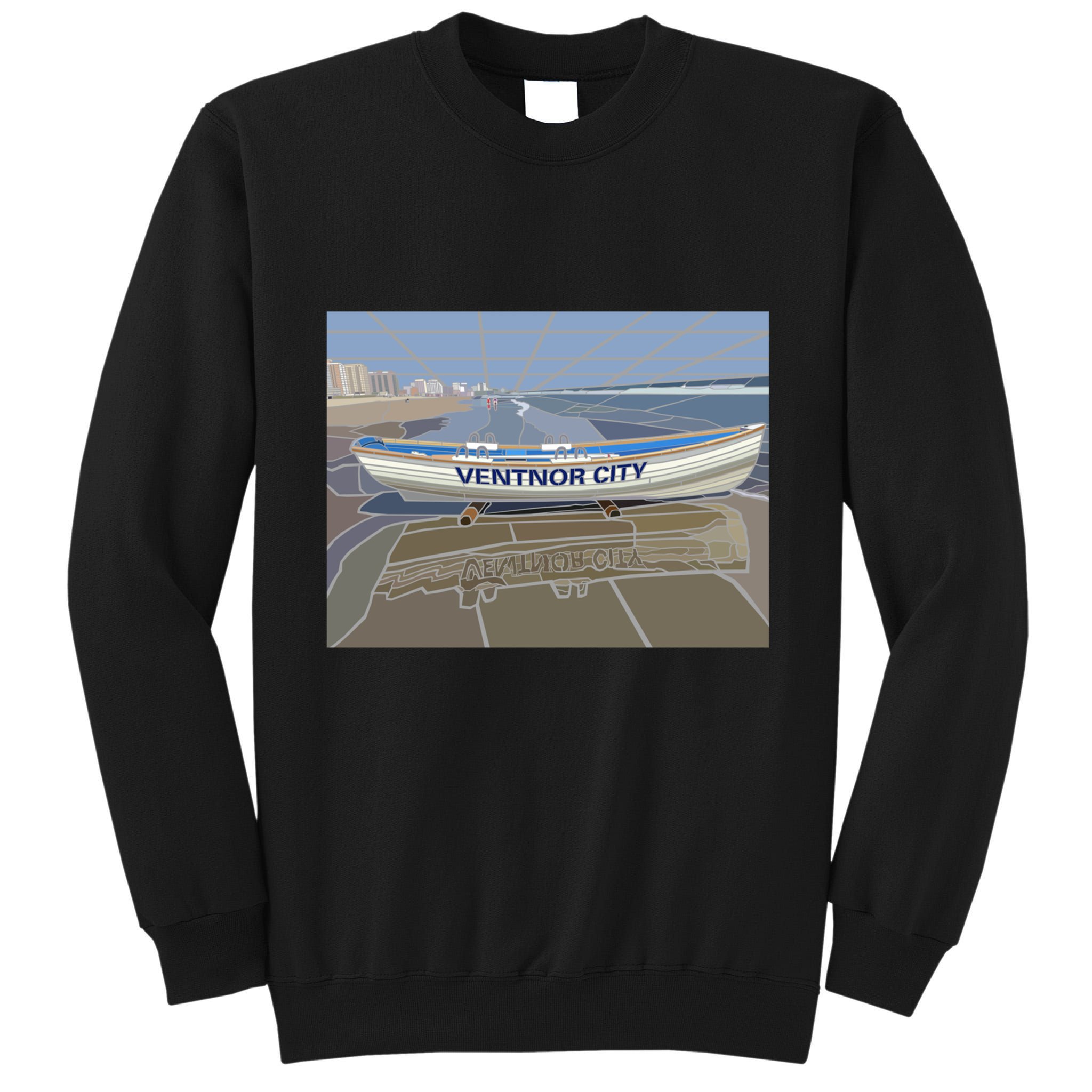 Ventnor City Beach Vista Scene Long Tall Sweatshirt