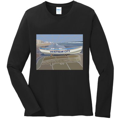 Ventnor City Beach Vista Scene Long Ladies Long Sleeve Shirt
