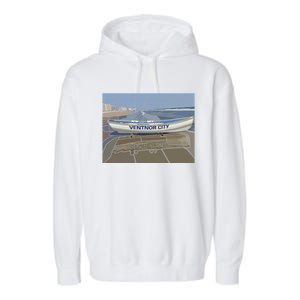 Ventnor City Beach Vista Scene Long Garment-Dyed Fleece Hoodie