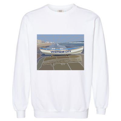 Ventnor City Beach Vista Scene Long Garment-Dyed Sweatshirt