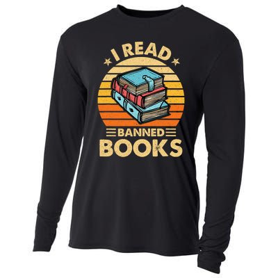 Vintage Censorship Book Reading Nerd I Read Banned Books Cooling Performance Long Sleeve Crew