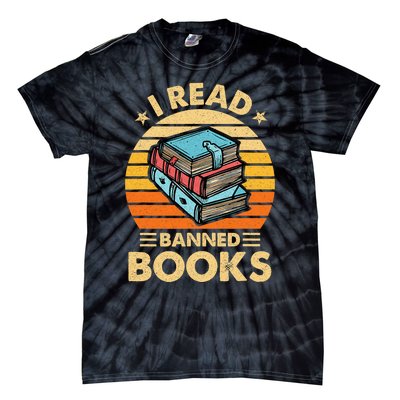 Vintage Censorship Book Reading Nerd I Read Banned Books Tie-Dye T-Shirt