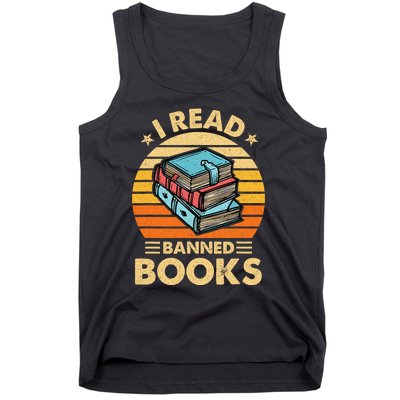 Vintage Censorship Book Reading Nerd I Read Banned Books Tank Top