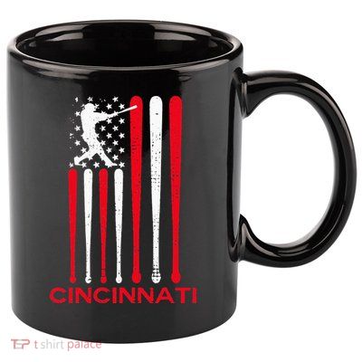 Vintage Cincinnati Baseball Soul American US Flag 11oz C Handle Ceramic Mug