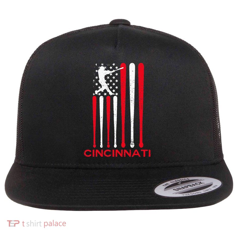 Vintage Cincinnati Baseball Soul American US Flag Flatbill Hat