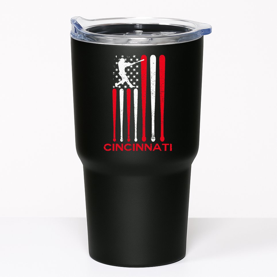 Vintage Cincinnati Baseball Soul American US Flag Tumbler