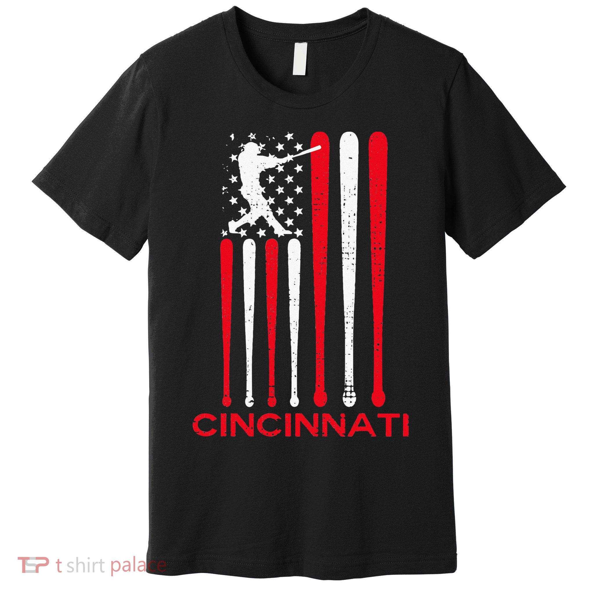 Vintage Cincinnati Baseball Soul American US Flag Premium T-Shirt