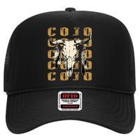 Vintage C.O.J.O Bull Skull Flowers Music Outlaws 80s 90s High Crown Mesh Back Trucker Hat