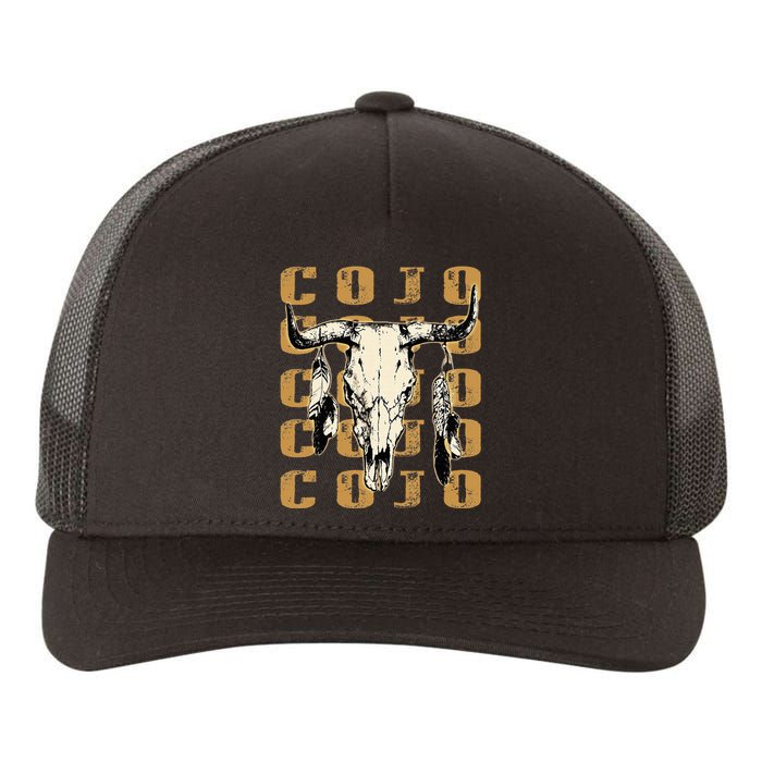 Vintage C.O.J.O Bull Skull Flowers Music Outlaws 80s 90s Yupoong Adult 5-Panel Trucker Hat