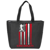 Vintage Cincinnati Baseball Soul American US Flag Zip Tote Bag