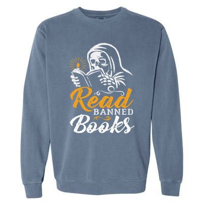 Vintage Censorship Book Reading Nerd I Read Banned Books Funny Gift Garment-Dyed Sweatshirt