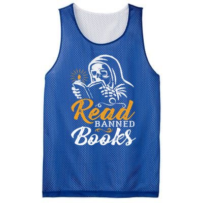 Vintage Censorship Book Reading Nerd I Read Banned Books Funny Gift Mesh Reversible Basketball Jersey Tank