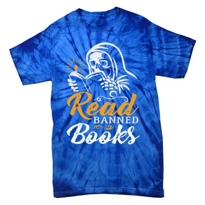 Vintage Censorship Book Reading Nerd I Read Banned Books Funny Gift Tie-Dye T-Shirt