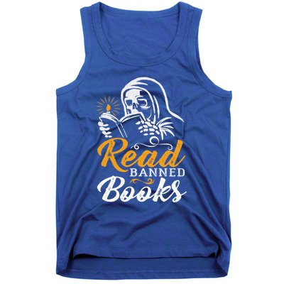 Vintage Censorship Book Reading Nerd I Read Banned Books Funny Gift Tank Top