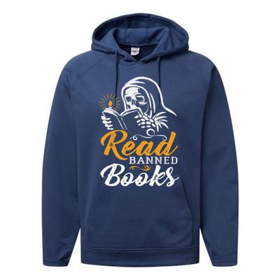 Vintage Censorship Book Reading Nerd I Read Banned Books Funny Gift Performance Fleece Hoodie