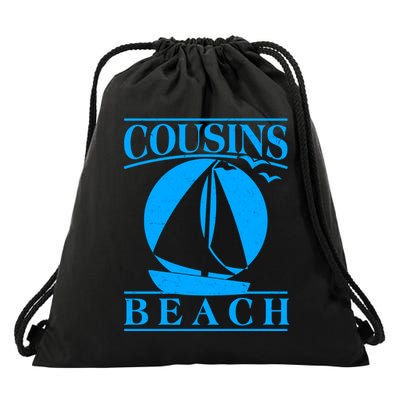 Vintage Cousin Beach Sail Boat Drawstring Bag