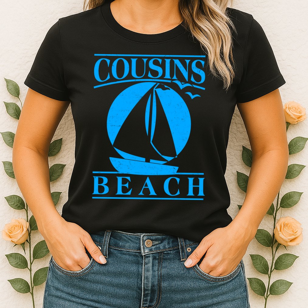 Vintage Cousin Beach Sail Boat Womens T-Shirt