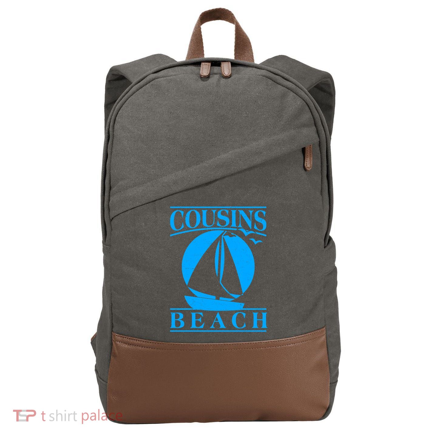 Vintage Cousin Beach Sail Boat Cotton Canvas Backpack