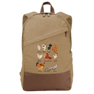 Vintage Chicken Breeds Farm Animals Day Support Local Farmer Cotton Canvas Backpack