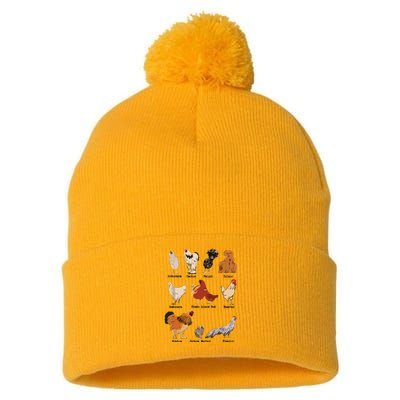 Vintage Chicken Breeds Farm Animals Day Support Local Farmer Pom Pom 12in Knit Beanie