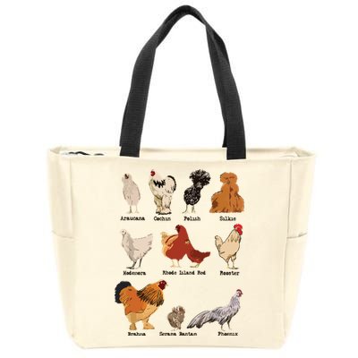 Vintage Chicken Breeds Farm Animals Day Support Local Farmer Zip Tote Bag