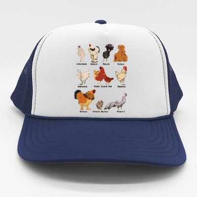 Vintage Chicken Breeds Farm Animals Day Support Local Farmer Trucker Hat