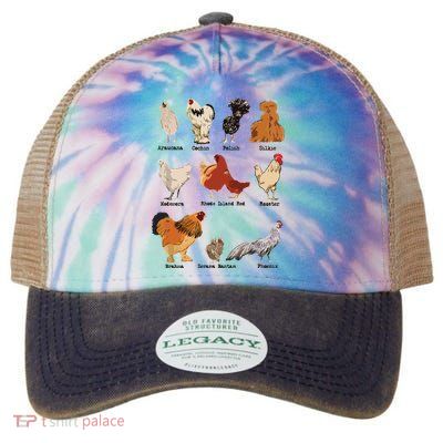 Vintage Chicken Breeds Farm Animals Day Support Local Farmer Legacy Tie Dye Trucker Hat
