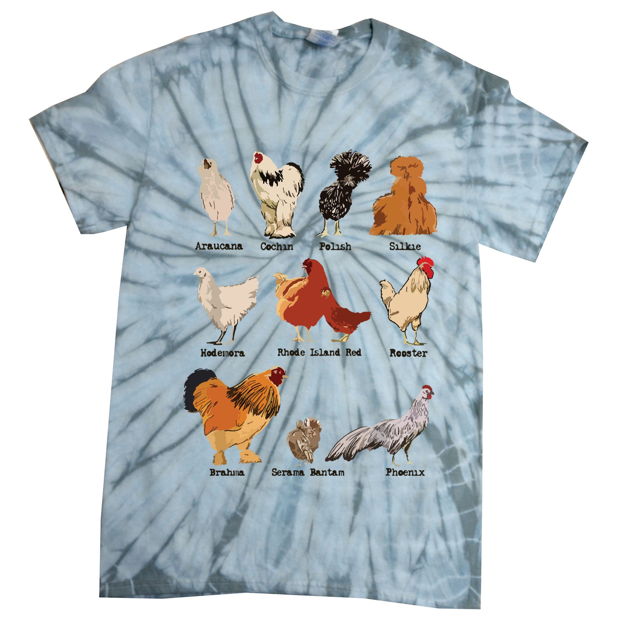 Vintage Chicken Breeds Farm Animals Day Support Local Farmer Tie-Dye T-Shirt