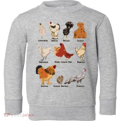 Vintage Chicken Breeds Farm Animals Day Support Local Farmer Toddler Sweatshirt