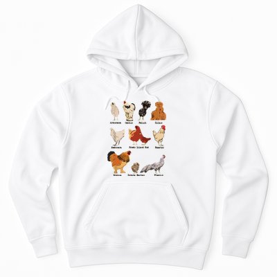 Vintage Chicken Breeds Farm Animals Day Support Local Farmer Hoodie