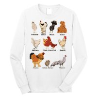Vintage Chicken Breeds Farm Animals Day Support Local Farmer Long Sleeve Shirt