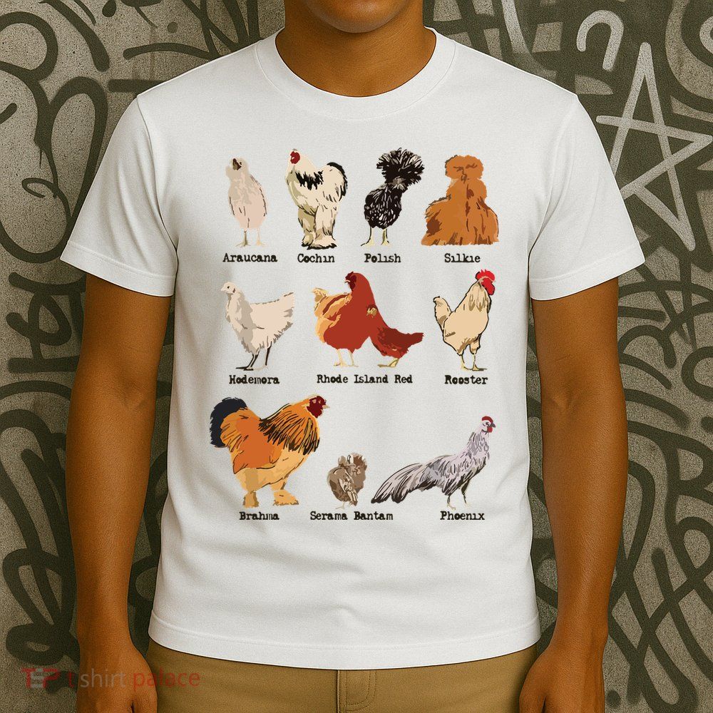 Vintage Chicken Breeds Farm Animals Day Support Local Farmer T-Shirt