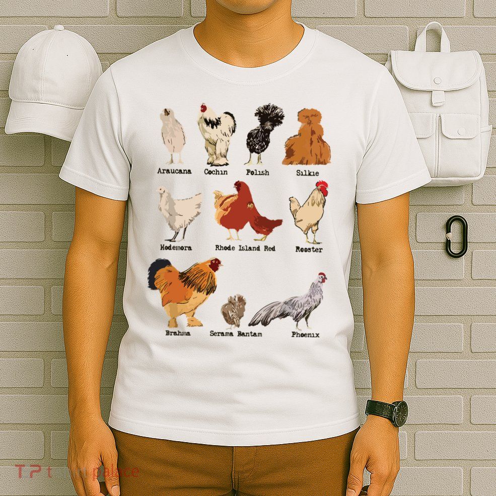 Vintage Chicken Breeds Farm Animals Day Support Local Farmer T-Shirt