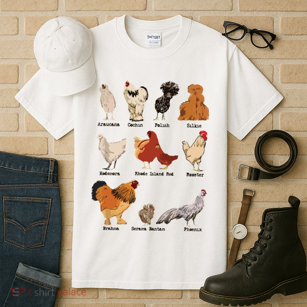 Vintage Chicken Breeds Farm Animals Day Support Local Farmer Tall T-Shirt