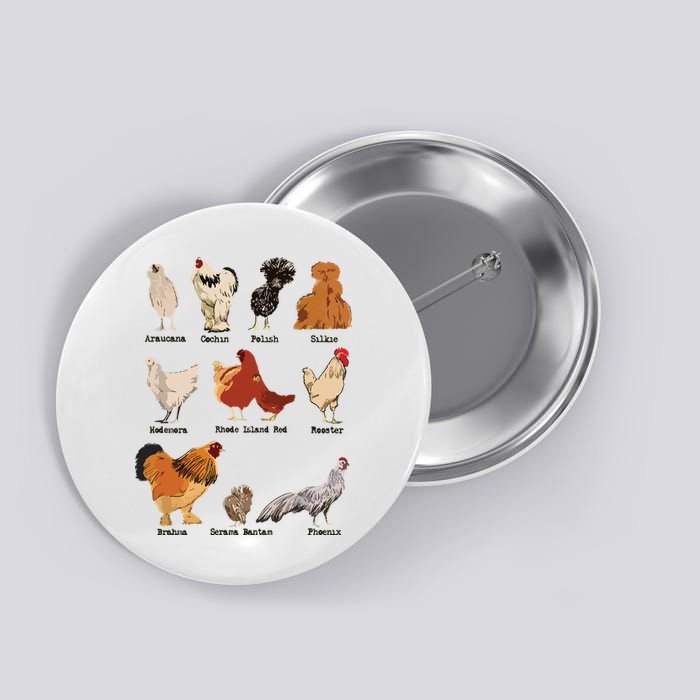 Vintage Chicken Breeds Farm Animals Day Support Local Farmer Button