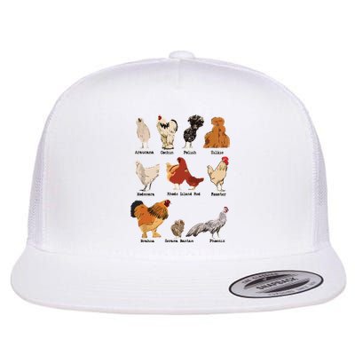 Vintage Chicken Breeds Farm Animals Day Support Local Farmer Flatbill Hat
