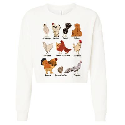 Vintage Chicken Breeds Farm Animals Day Support Local Farmer Cropped Pullover Crew