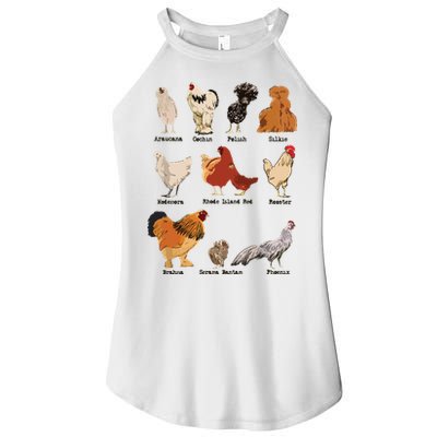 Vintage Chicken Breeds Farm Animals Day Support Local Farmer Women's Perfect Tri Rocker Tank