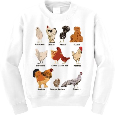 Vintage Chicken Breeds Farm Animals Day Support Local Farmer Kids Sweatshirt