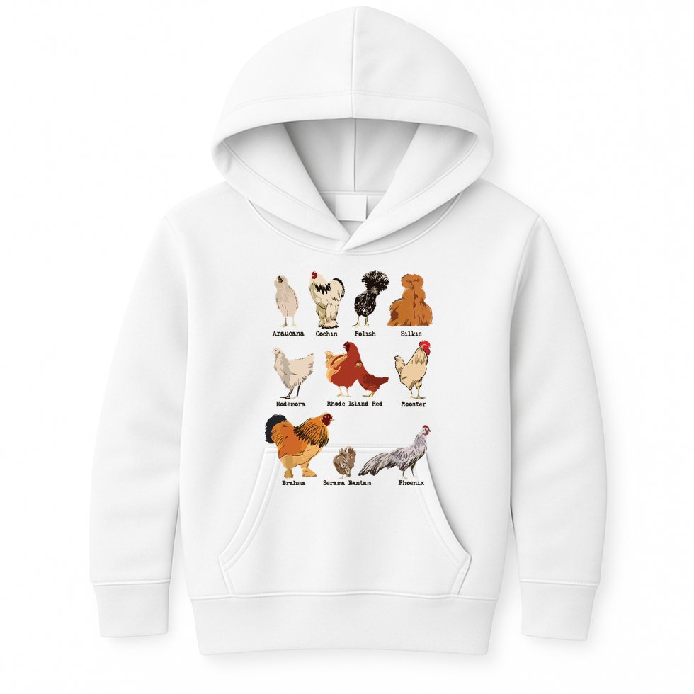 Vintage Chicken Breeds Farm Animals Day Support Local Farmer Kids Hoodie