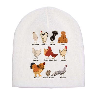 Vintage Chicken Breeds Farm Animals Day Support Local Farmer Short Acrylic Beanie
